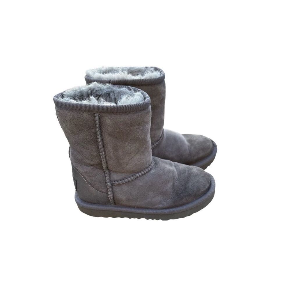 Ugg Boots Shearling Mini Mid Calf Winter Snow Boots Bootie Gray Girls Size 11